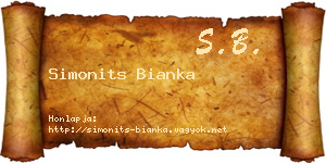 Simonits Bianka névjegykártya